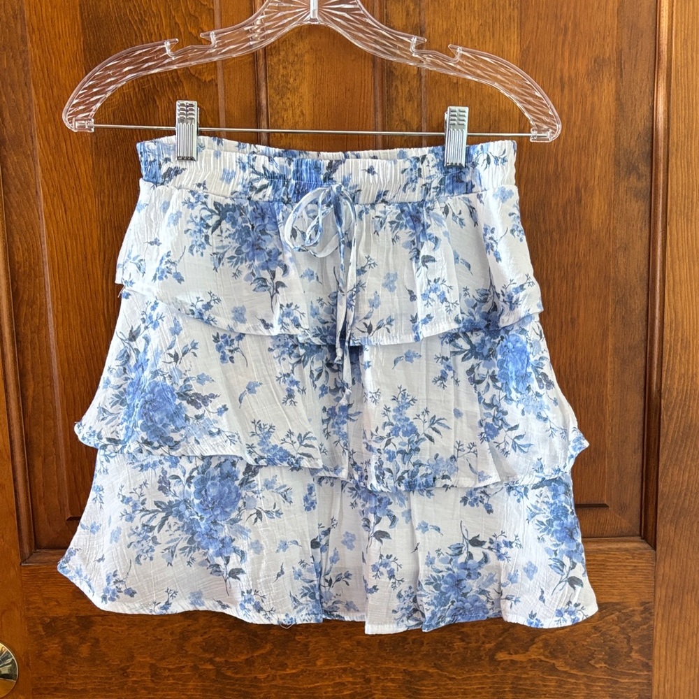 Blue Rain Tiered Floral Skirt, Women’s S, NWOT